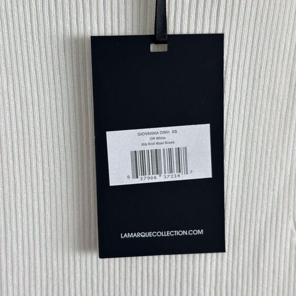 Lamarque Giovanni Rib Knit Maxi Dress in Off White - Picture 2 of 8